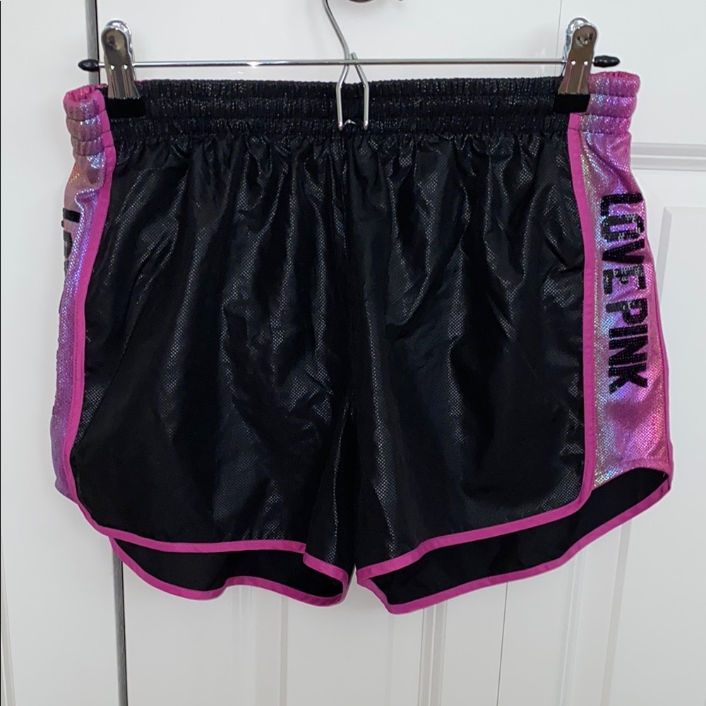 PINK Victoria's Secret Black and Purple Athletic Shorts
